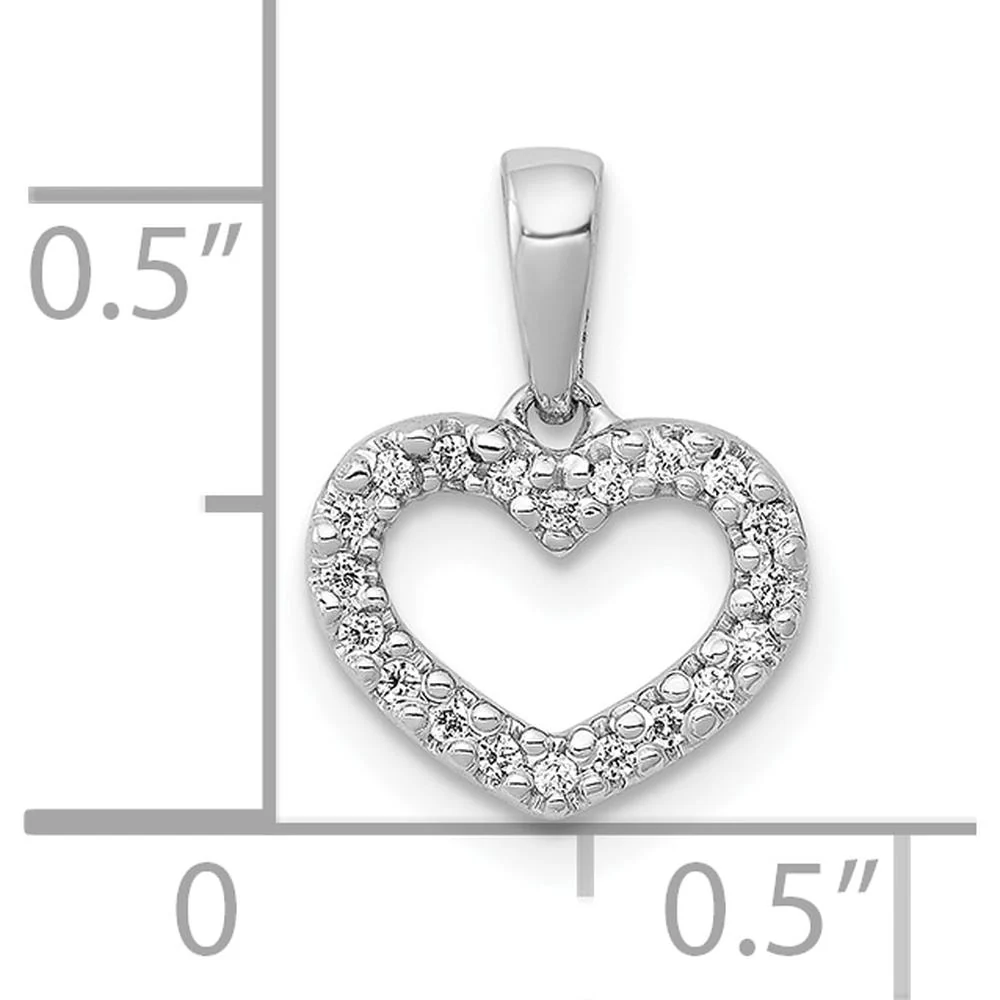 10K White Gold Diamond Heart Pendant - 0.03 Carat Total Diamond Weight by Oro Pregiato - Image 4