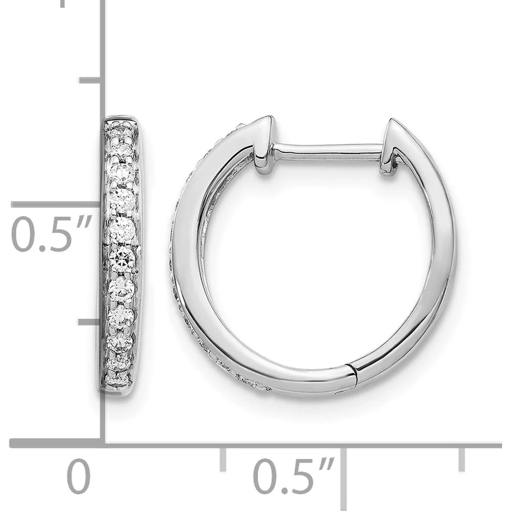 10K White Gold Diamond Hinged Hoop Earrings - 0.60 Carat Total Diamond Weight by Oro Pregiato - Image 4