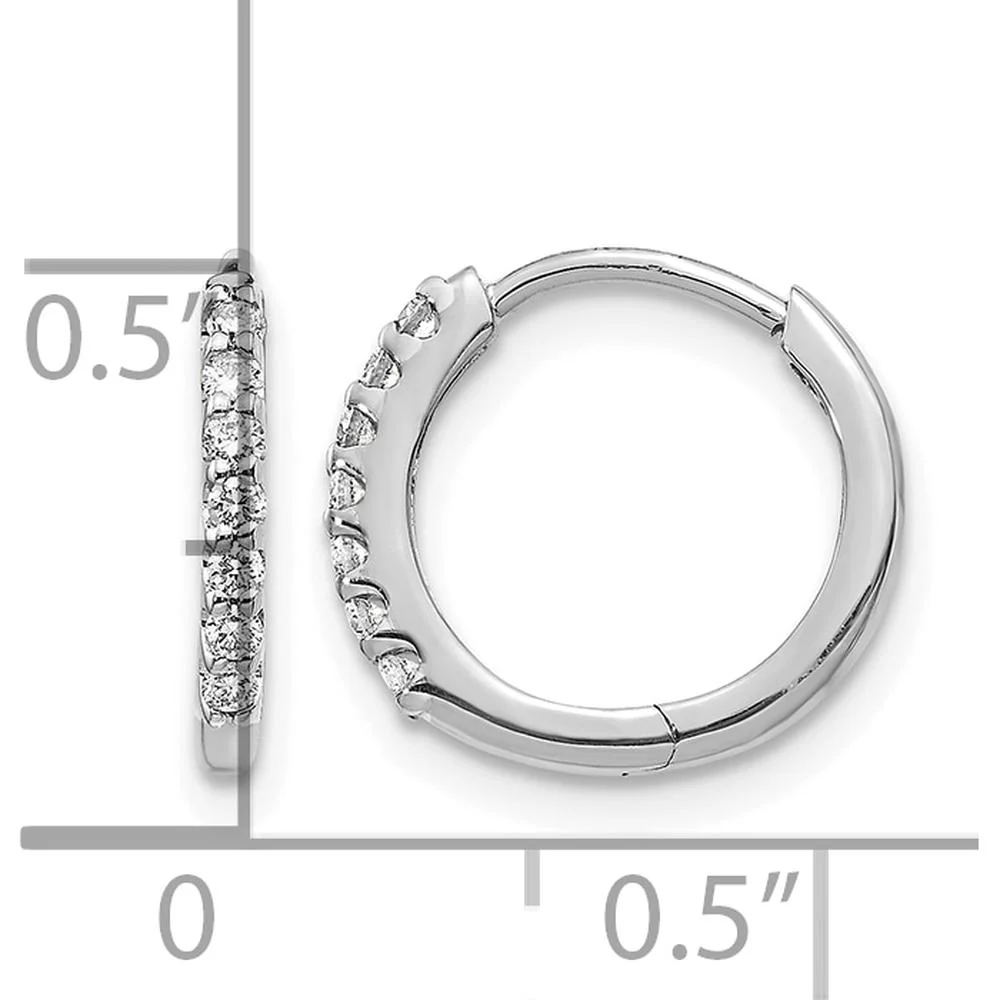 10K White Gold Diamond Hinged Hoop Earrings with Round Diamonds - 1.00 Carat Total Diamond Weight by Oro Pregiato - Image 4