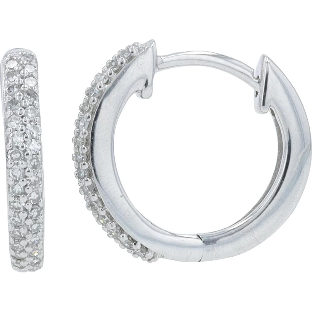 10K White Gold Diamond Hoop Earrings with 0.20 Carat Total Diamond Weight
