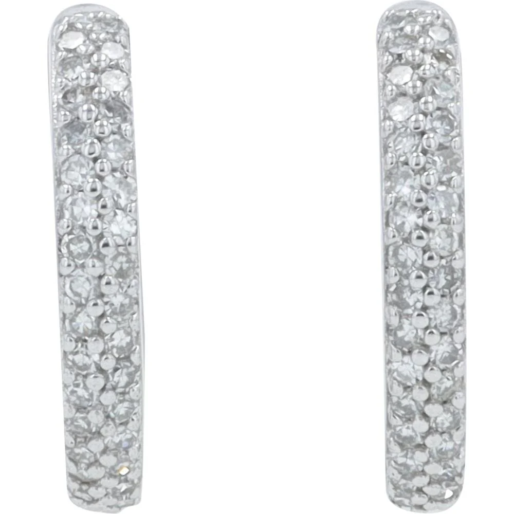 10K White Gold Diamond Hoop Earrings with 0.20 Carat Total Diamond Weight - Image 2