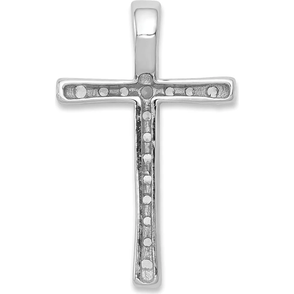 10K White Gold Diamond Latin Cross Pendant - 1/5 Carat Total Diamond Weight by Oro Pregiato - Image 3