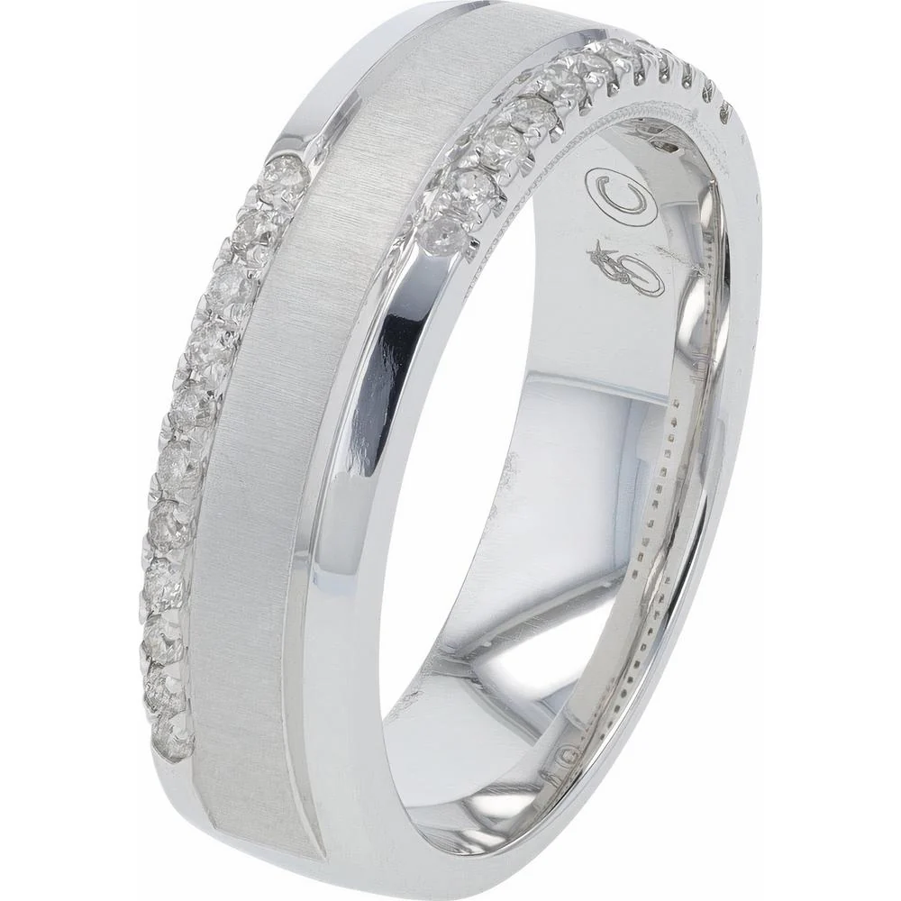 10K White Gold Diamond Men's Band - 1/4 Carat Total Diamond Weight