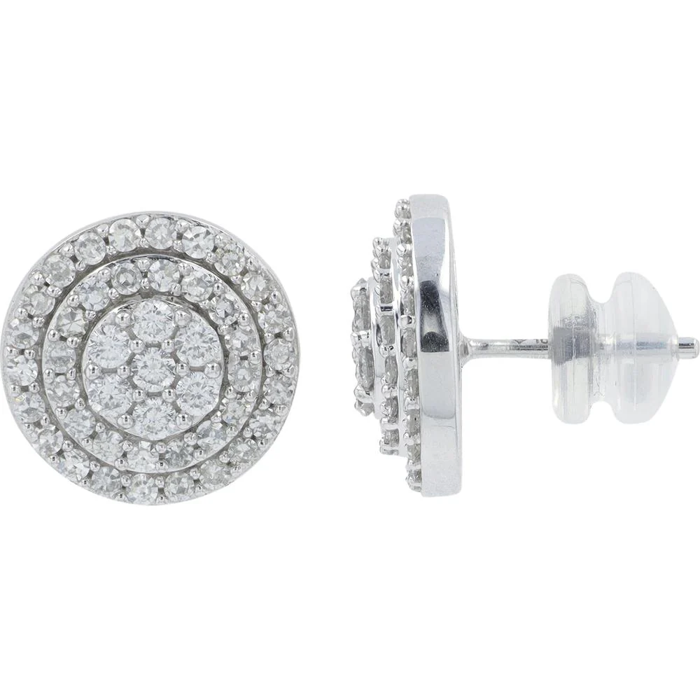 10K White Gold Diamond Stud Earrings - 1.00 Carat Total Diamond Weight - Image 2