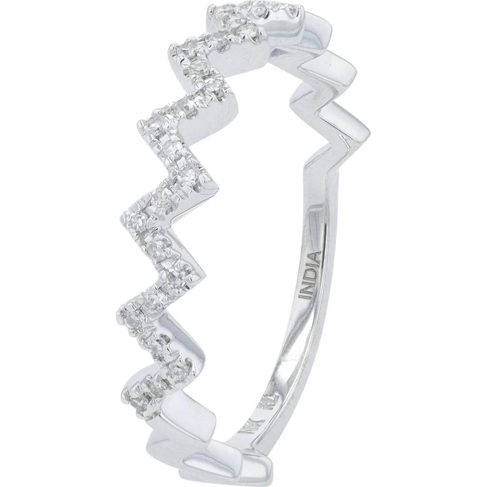 10K White Gold Diamond Zig Zag Ring - 0.10 Carat Total Diamond Weight