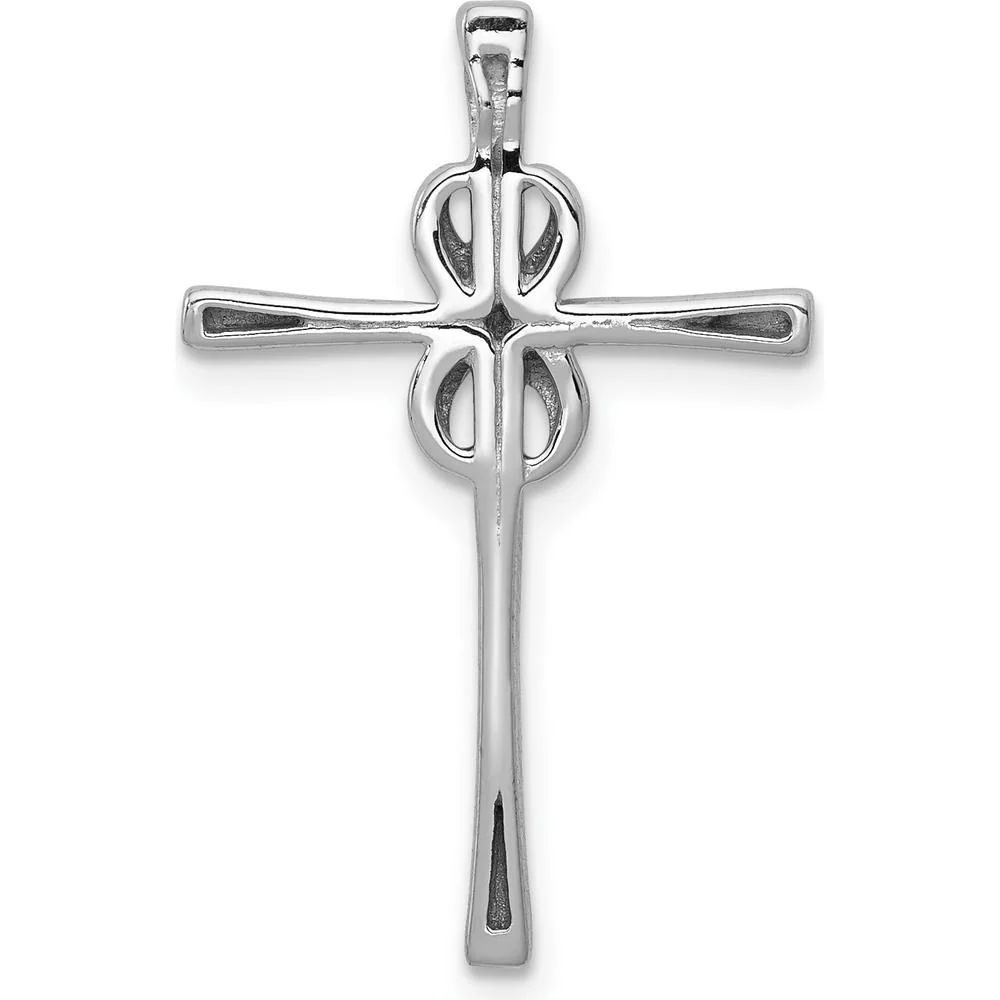 10K White Gold Infinity Cross Pendant with Round Diamonds - 0.03 Carat Total Diamond Weight by Oro Pregiato - Image 3