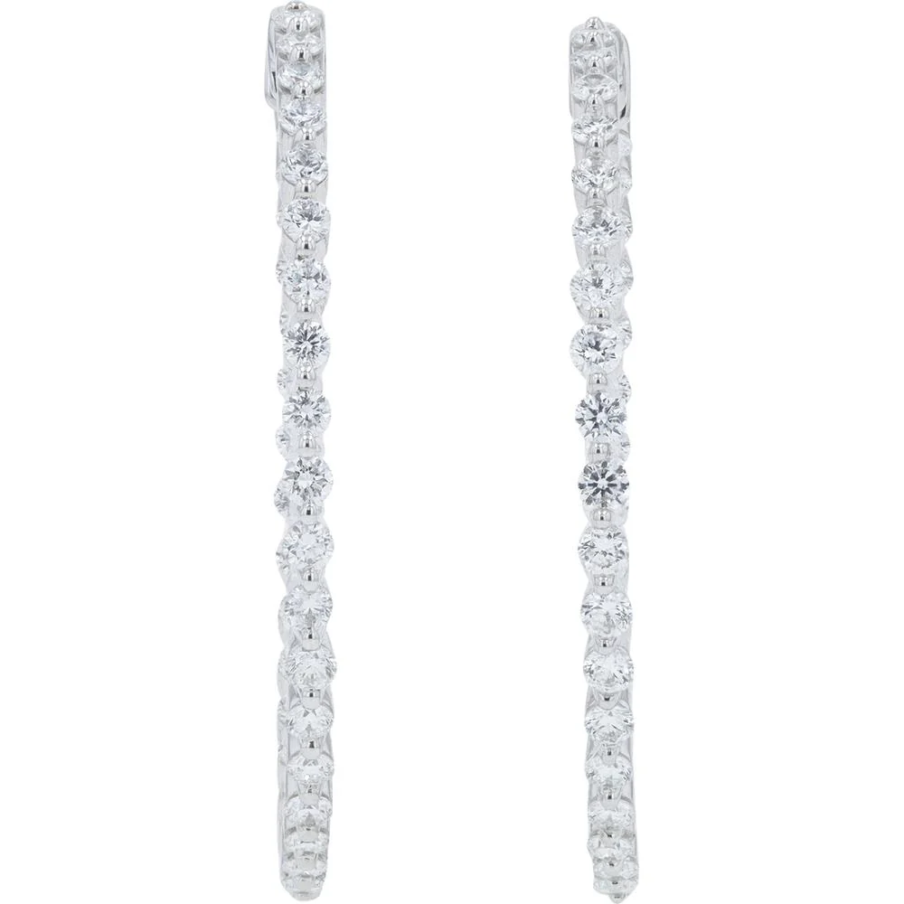 10K White Gold Lab Grown Diamond Oval Hoop Earrings - 1.50 Carat Total Diamond Weight - Image 3