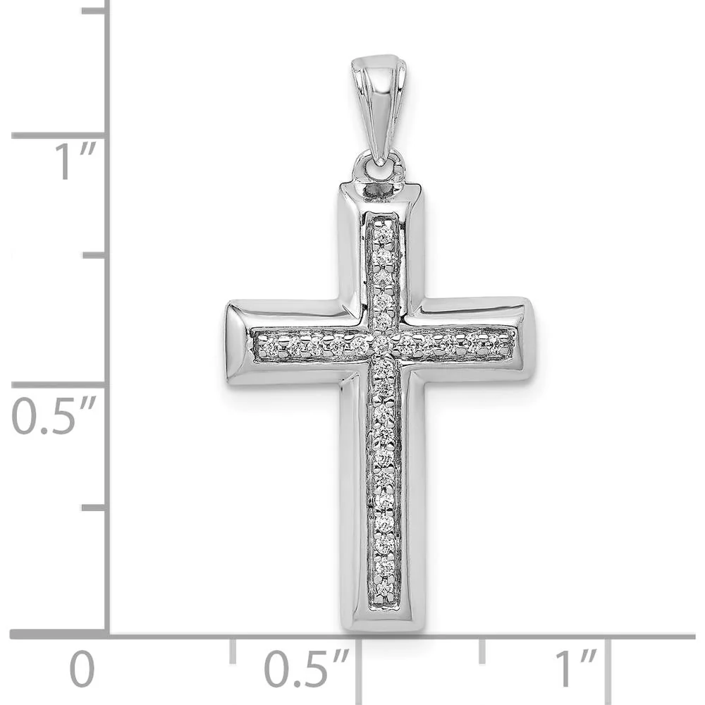 10K White Gold Large Diamond Cross Pendant with 1/10 Carat Total Diamond Weight by Oro Pregiato - Image 4
