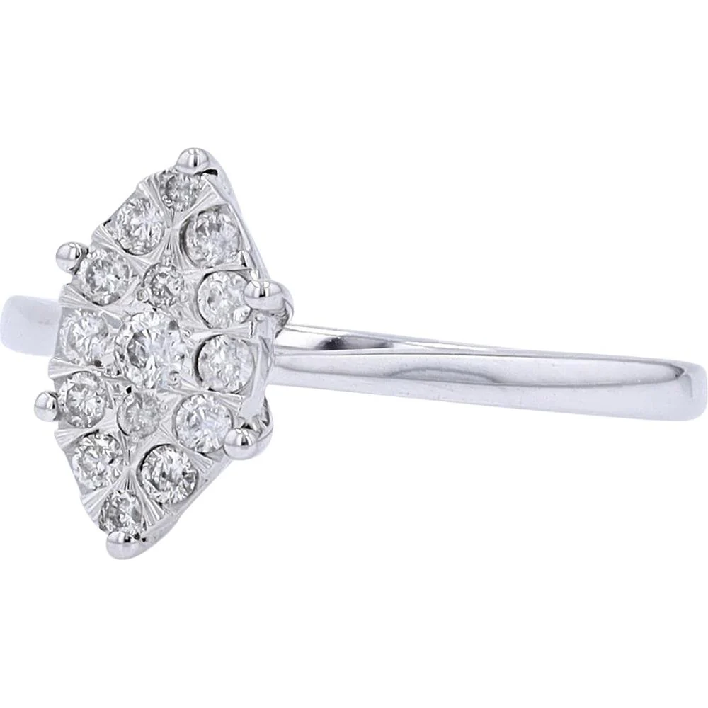 10K White Gold Marquise Diamond Cluster Engagement Ring - 0.25 Carat Total Diamond Weight - Image 2