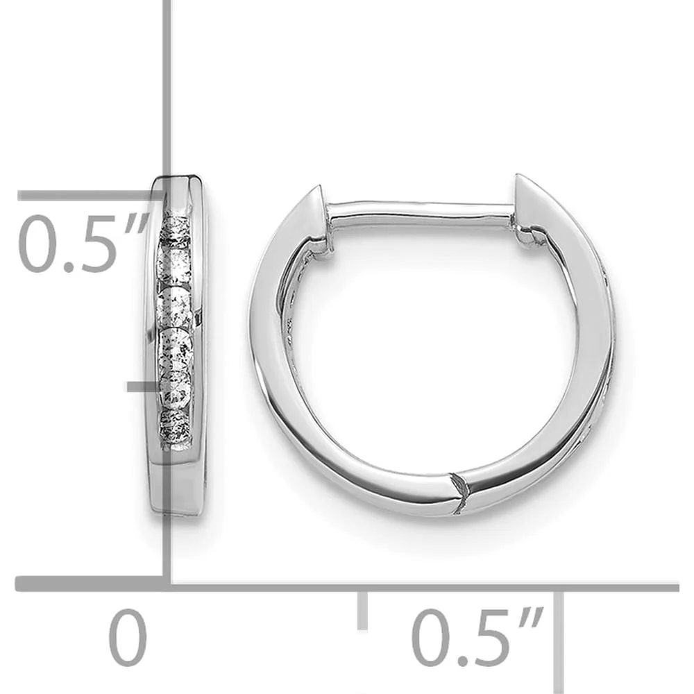 10K White Gold Polished Diamond Hinged Hoop Earrings - 0.10 Carat Total Diamond Weight by Oro Pregiato - Image 4