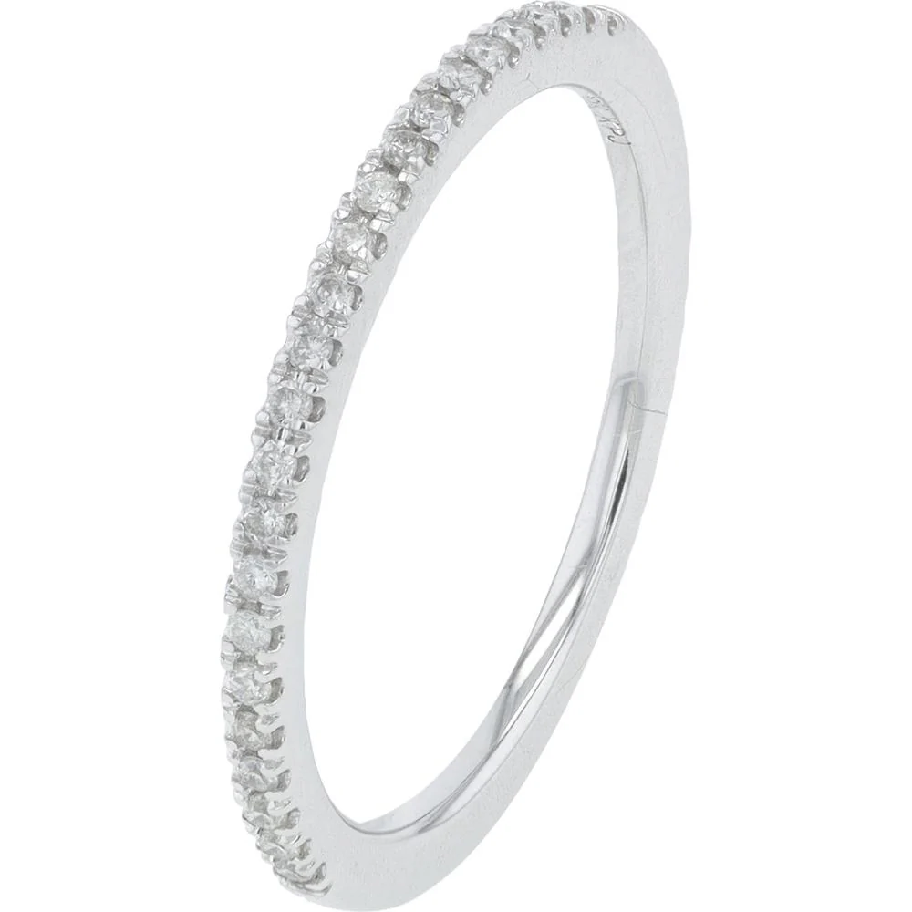 10K White Gold Slim Diamond Band with 0.13 Carat Prong - Set Round Diamonds