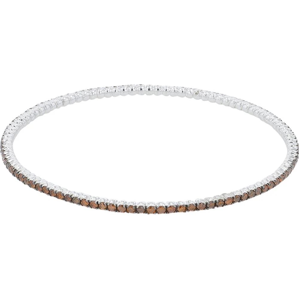 10K White Gold Tennis Bracelet with 3.00 Carat Total Weight Prong Set Red Diamonds - Image 2