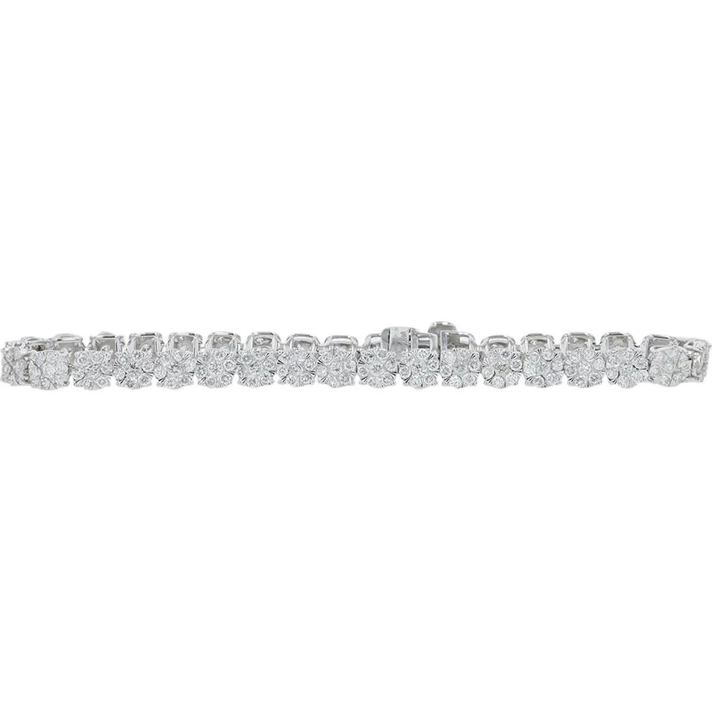 10K White Gold Tennis Bracelet with Lab Grown Round Diamonds - 4.00 Carat Total Diamond Weight