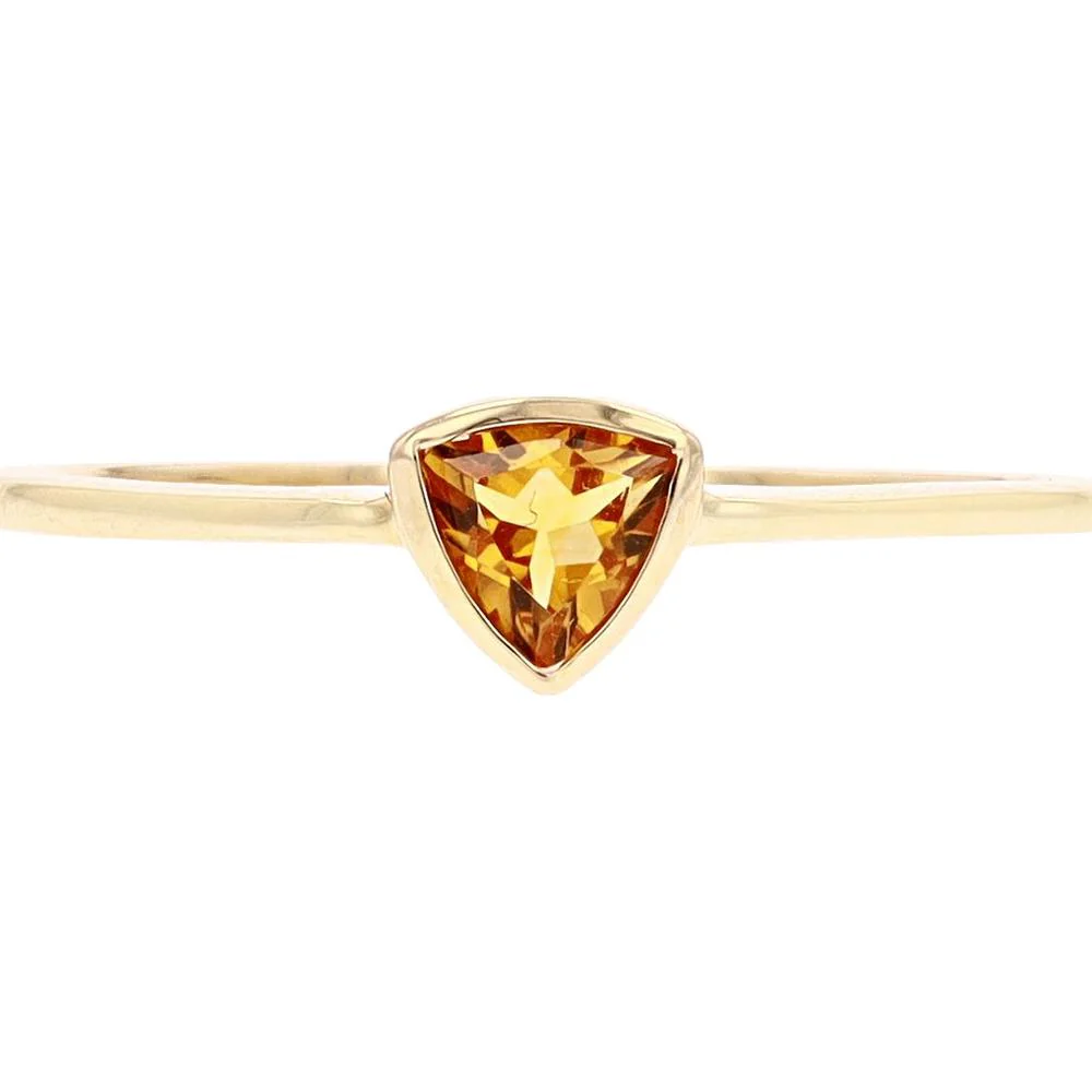 10K White Gold Trillion Cut Citrine Ring - 1.25 Carat Total Gem Weight