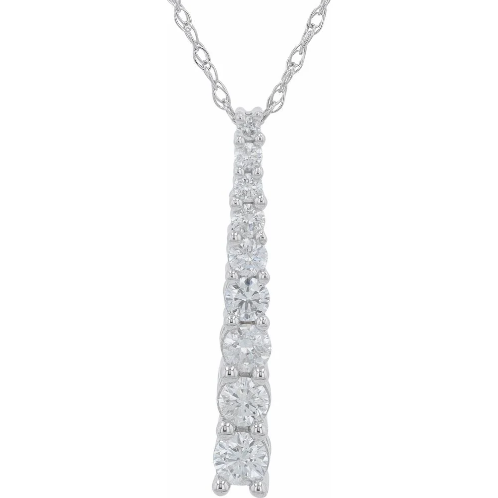 10K White Gold Vertical Diamond Pendant Necklace - 0.25 Total Carat Weight
