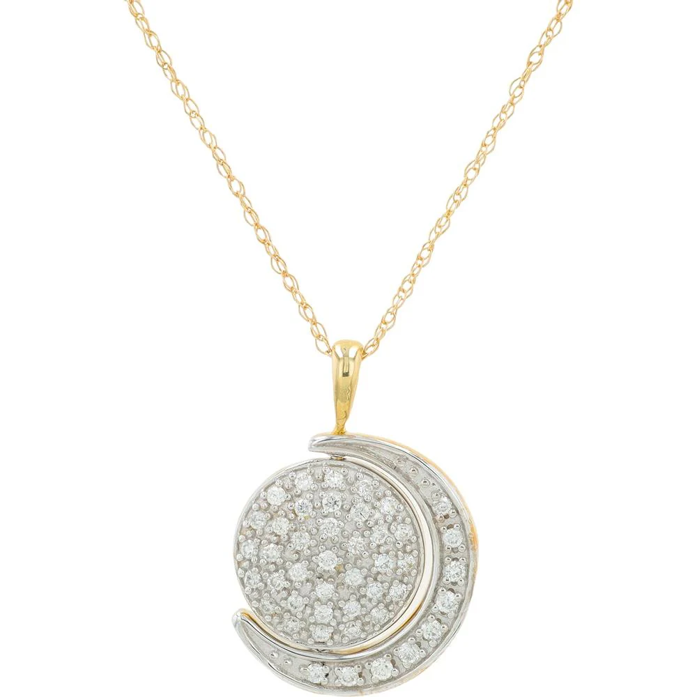 10K Yellow Gold 0.25 Carat Diamond 'I Love You to the Moon & Back' Reversible Pendant