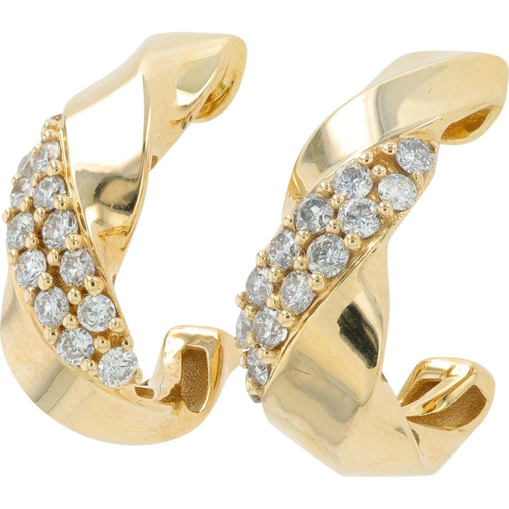 10K Yellow Gold 0.50 Carat Total Diamond J - Hoop Earrings - 0.25 Carat Each
