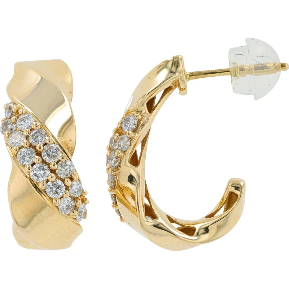 10K Yellow Gold 0.50 Carat Total Diamond J - Hoop Earrings - 0.25 Carat Each - Image 2