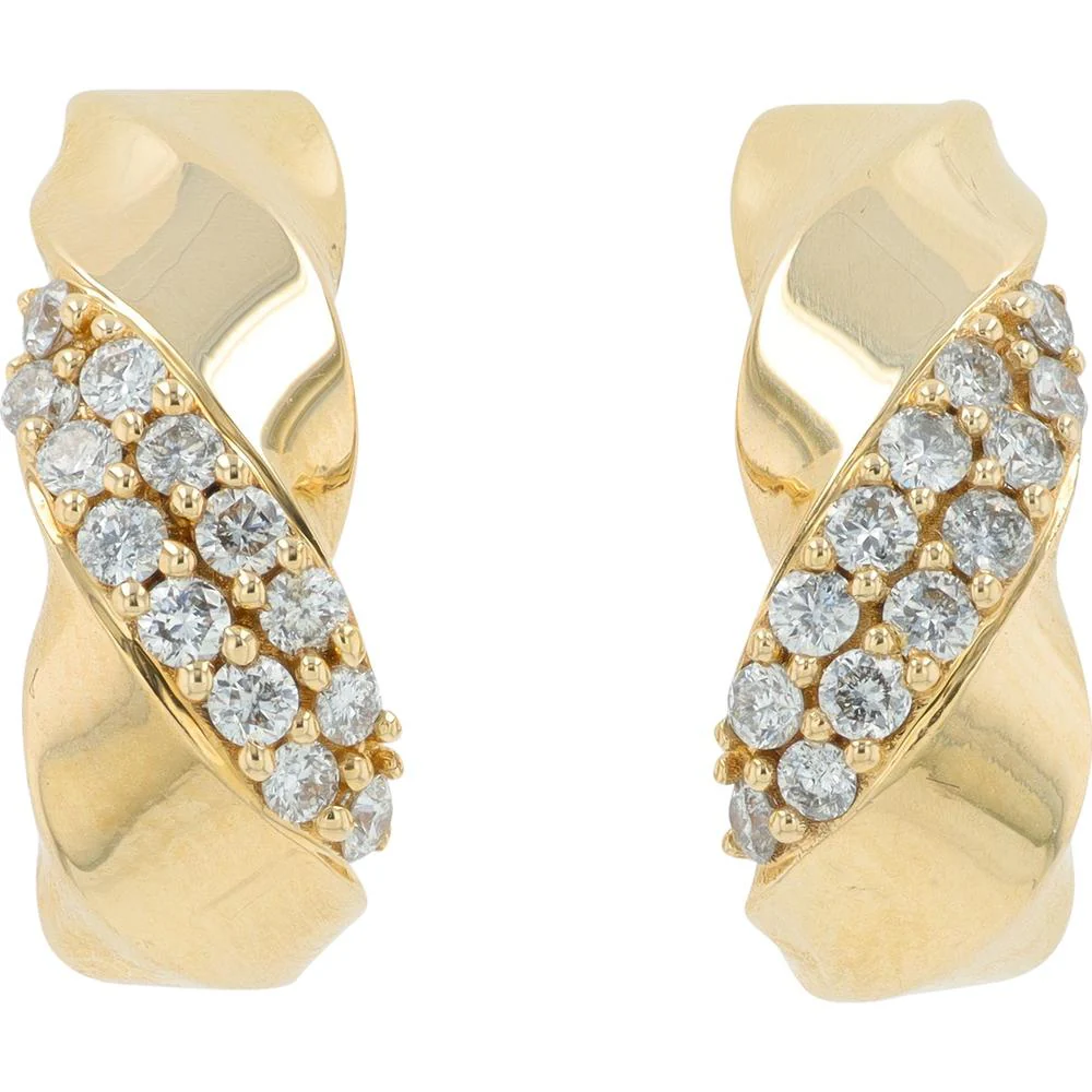 10K Yellow Gold 0.50 Carat Total Diamond J - Hoop Earrings - 0.25 Carat Each - Image 3