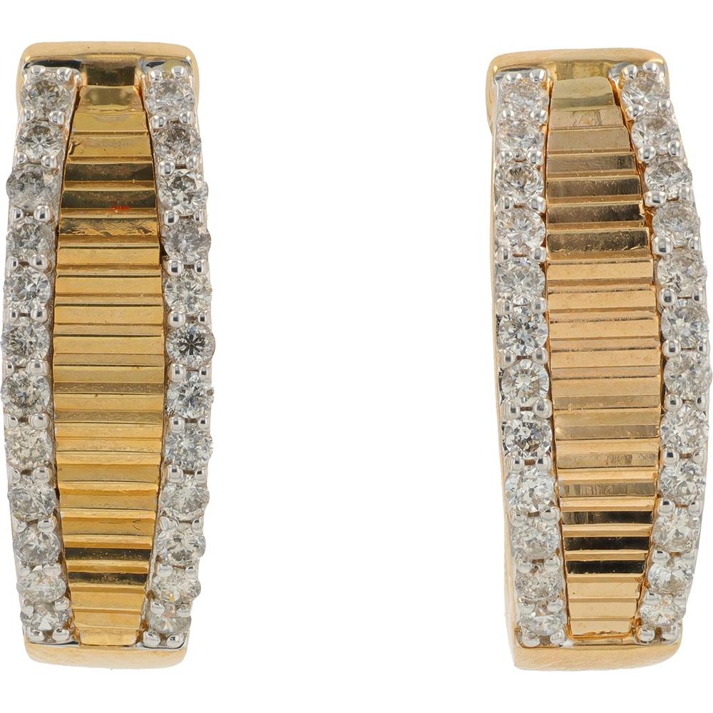 10K Yellow Gold 1/2 Carat Diamond Huggie Hoop Earrings - 0.50 Carat Total Diamond Weight - Image 2