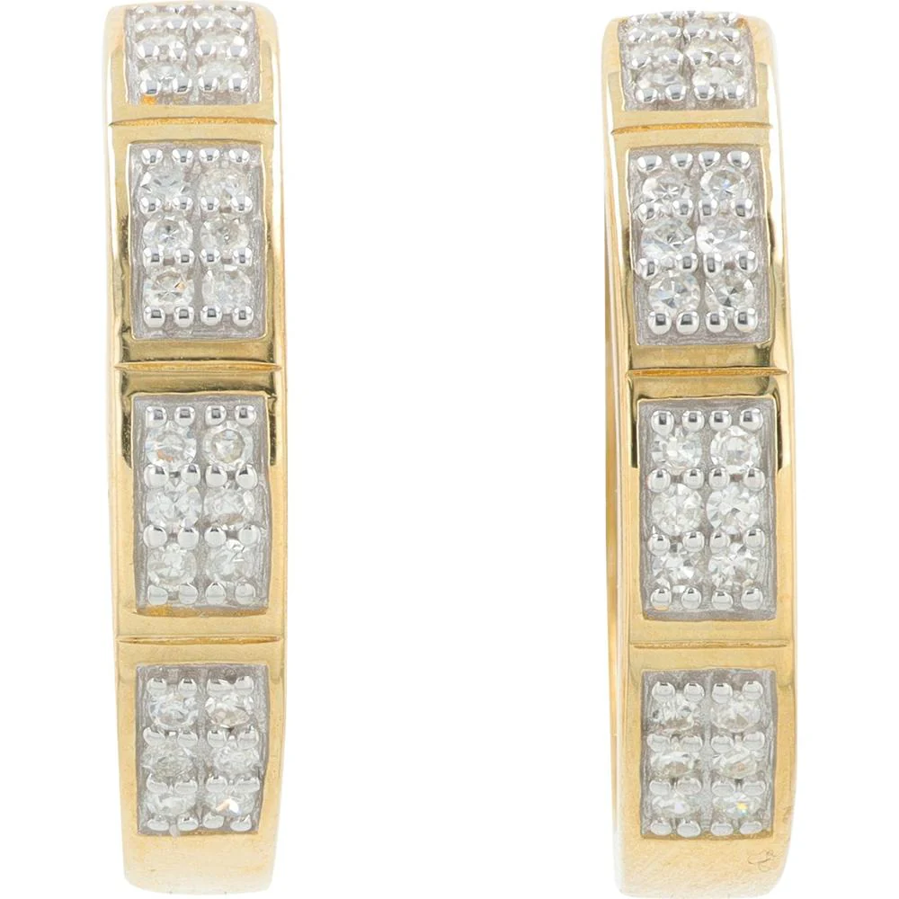 10K Yellow Gold 1/4 Carat Diamond Hoop Earrings - 0.25 Carat Total Diamond Weight - Image 2