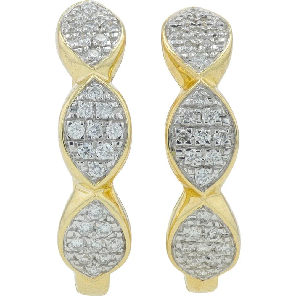 10K Yellow Gold 1/4 Carat Diamond Hoops with Prong Set Round Diamonds - 1/4 Carat Total Diamond Weight - Image 2
