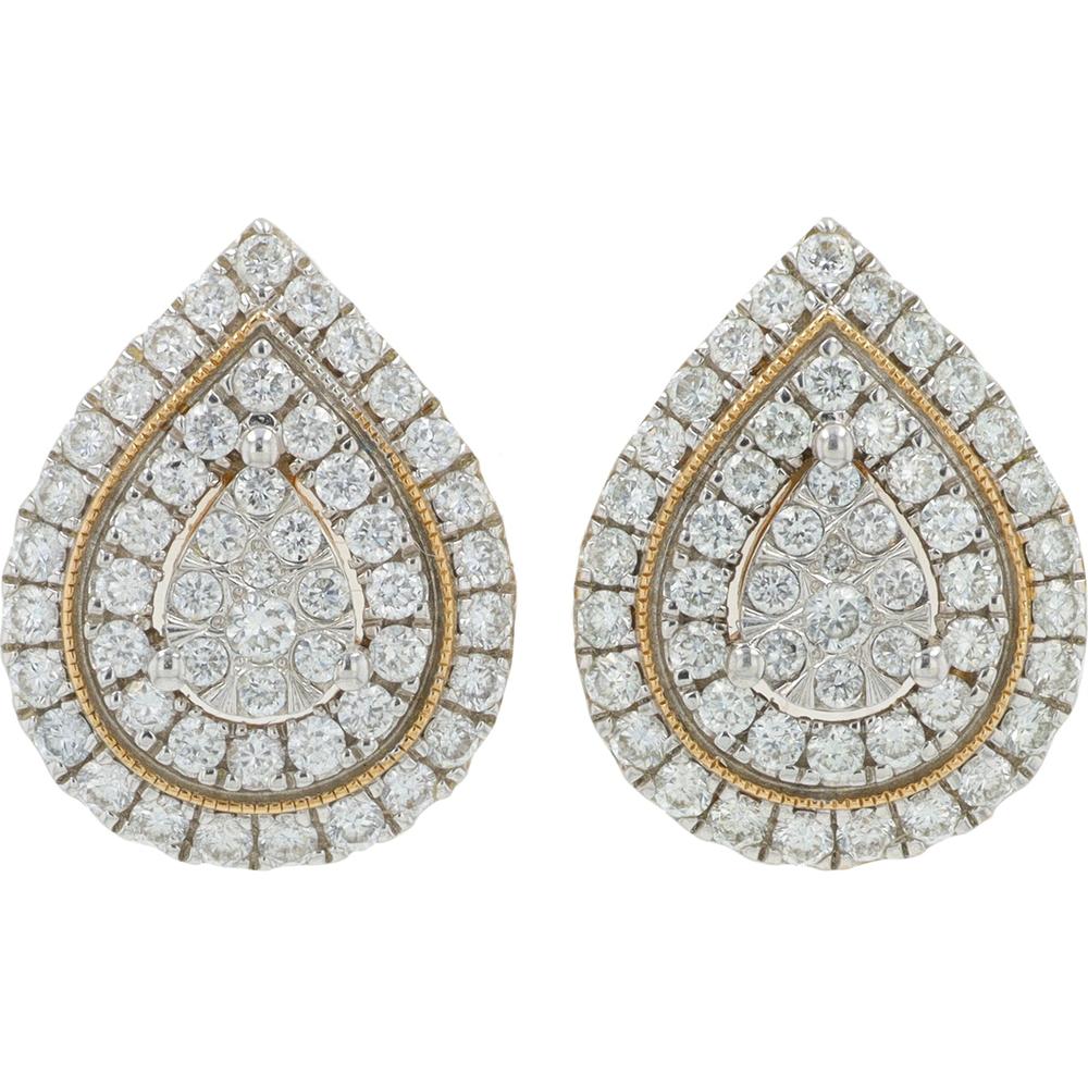 10K Yellow Gold 1 Carat Lab Grown Diamond Teardrop Stud Earrings - 1.00 Carat Total Diamond Weight