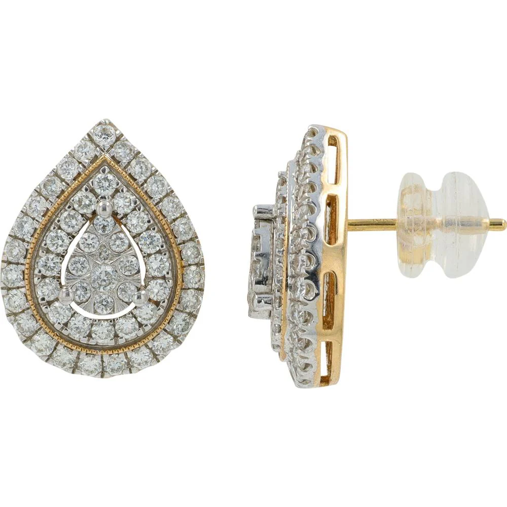 10K Yellow Gold 1 Carat Lab Grown Diamond Teardrop Stud Earrings - 1.00 Carat Total Diamond Weight - Image 2