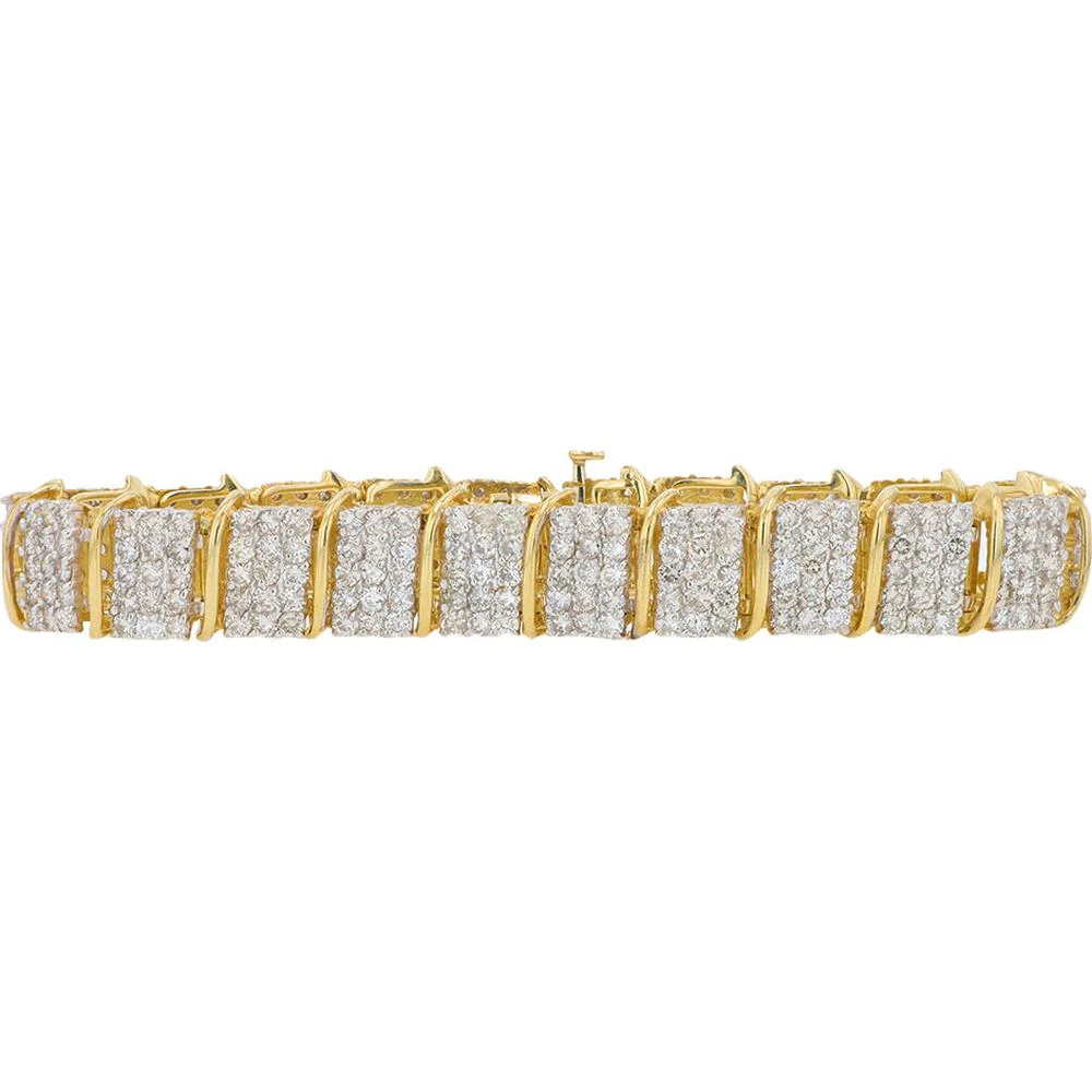 10K Yellow Gold 10 Carat Diamond Tennis Bracelet - 10.00 Carat Total Diamond Weight