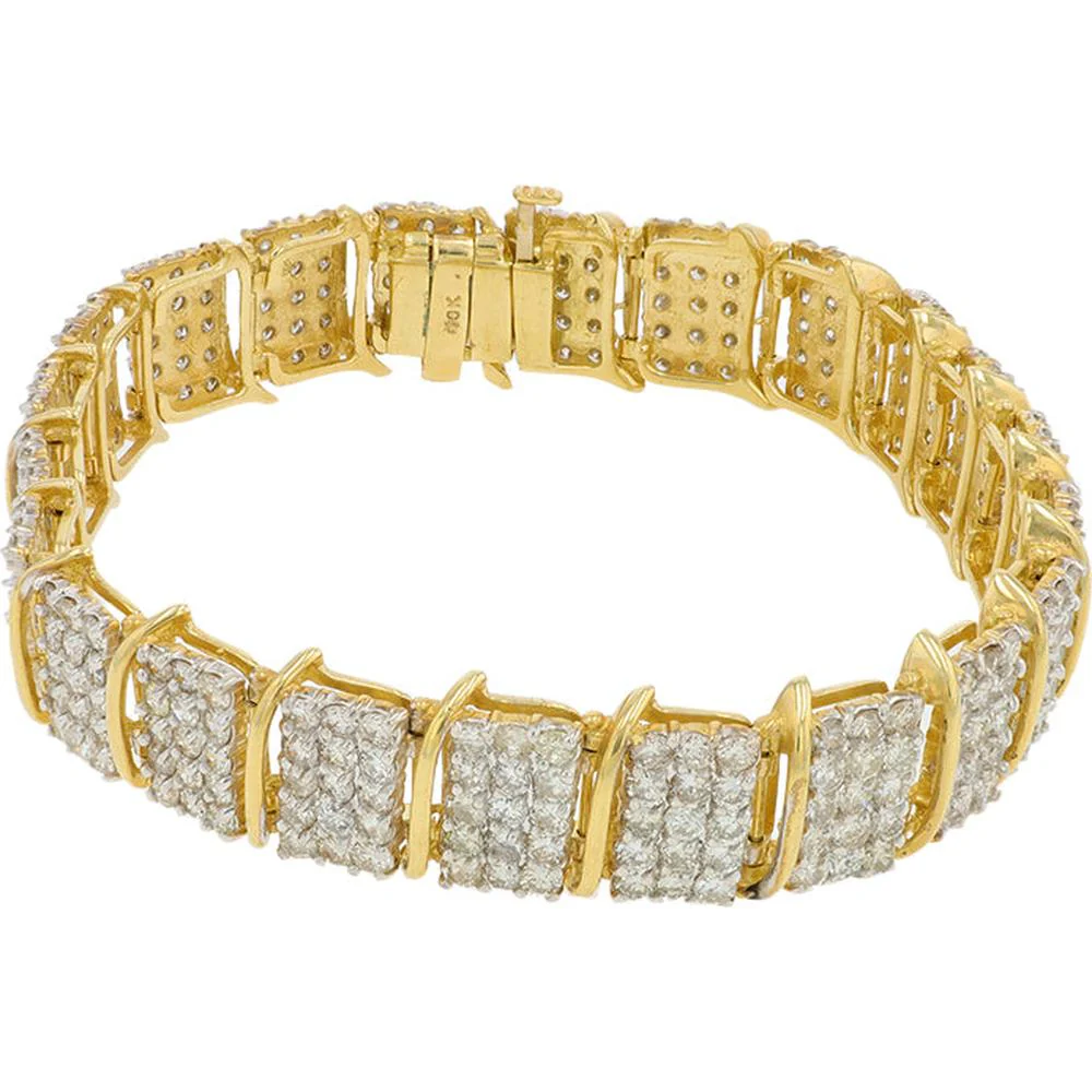 10K Yellow Gold 10 Carat Diamond Tennis Bracelet - 10.00 Carat Total Diamond Weight - Image 2