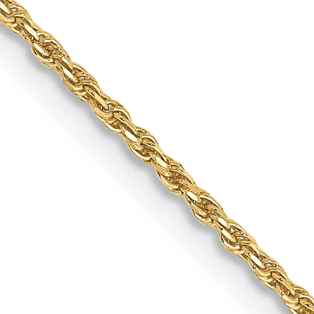 10K Yellow Gold 18" Diamond-Cut Rope Chain Necklace - 1.15mm Width by Oro Pregiato