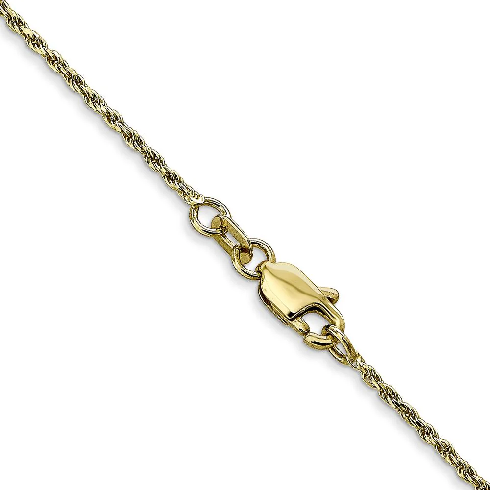10K Yellow Gold 18" Diamond-Cut Rope Chain Necklace - 1.15mm Width by Oro Pregiato - Image 3