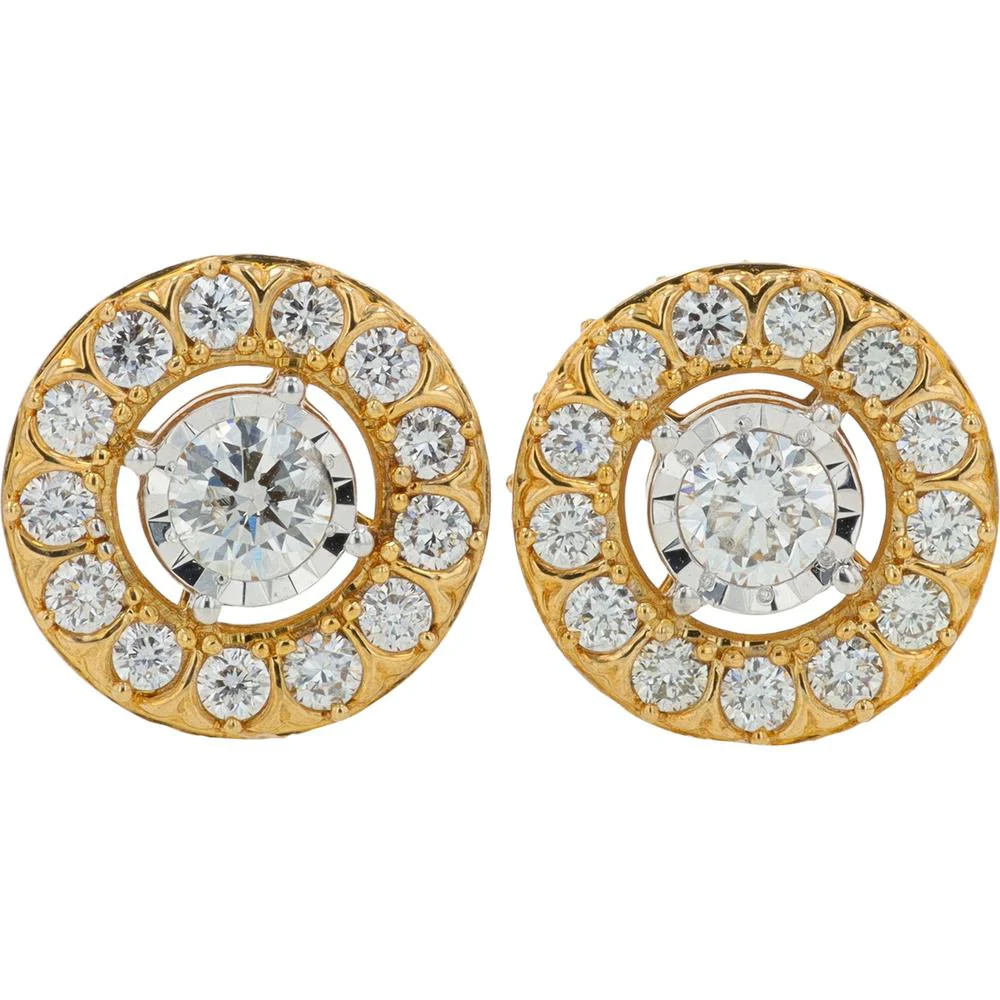 10K Yellow Gold 2.00 Carat Total Lab Grown Diamond Halo Stud Earrings