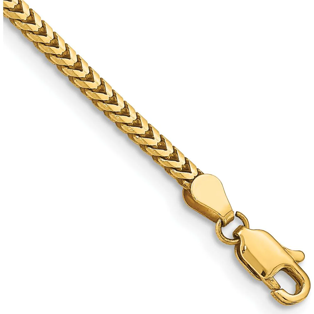 10K Yellow Gold 2.5mm Franco Chain Bracelet - 7" by Oro Pregiato