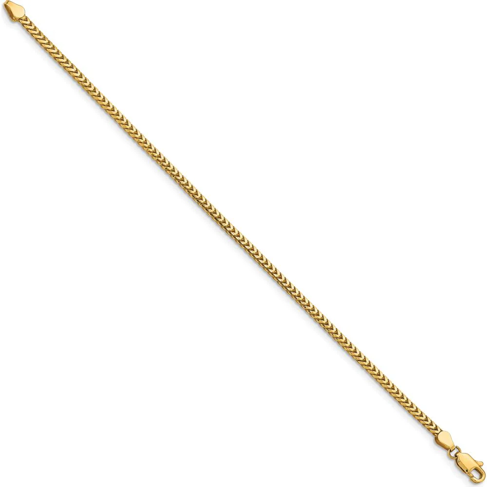 10K Yellow Gold 2.5mm Franco Chain Bracelet - 7" by Oro Pregiato - Image 2