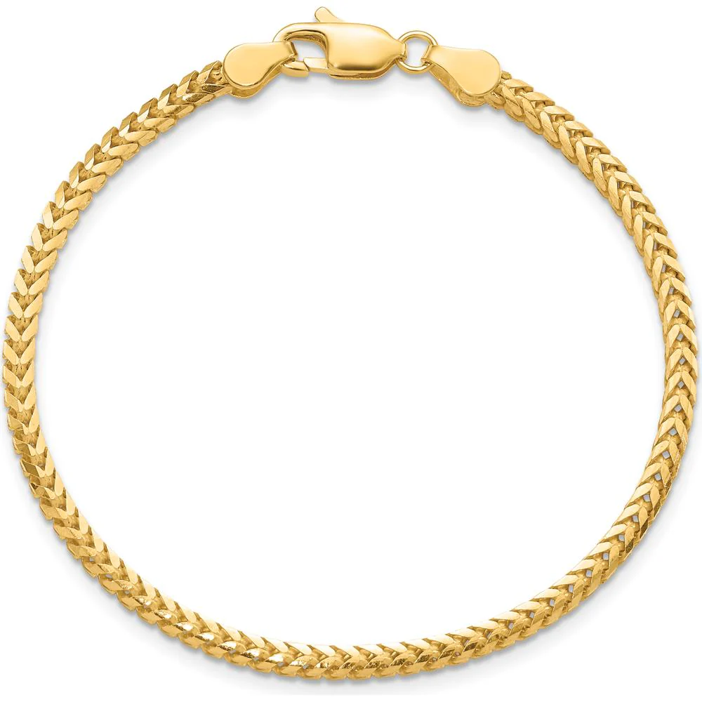 10K Yellow Gold 2.5mm Franco Chain Bracelet - 7" by Oro Pregiato - Image 3
