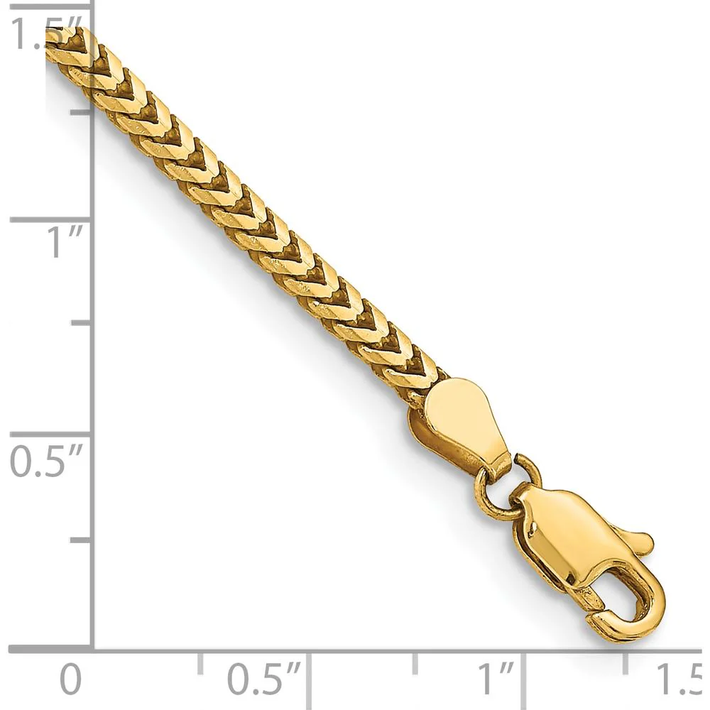 10K Yellow Gold 2.5mm Franco Chain Bracelet - 7" by Oro Pregiato - Image 4