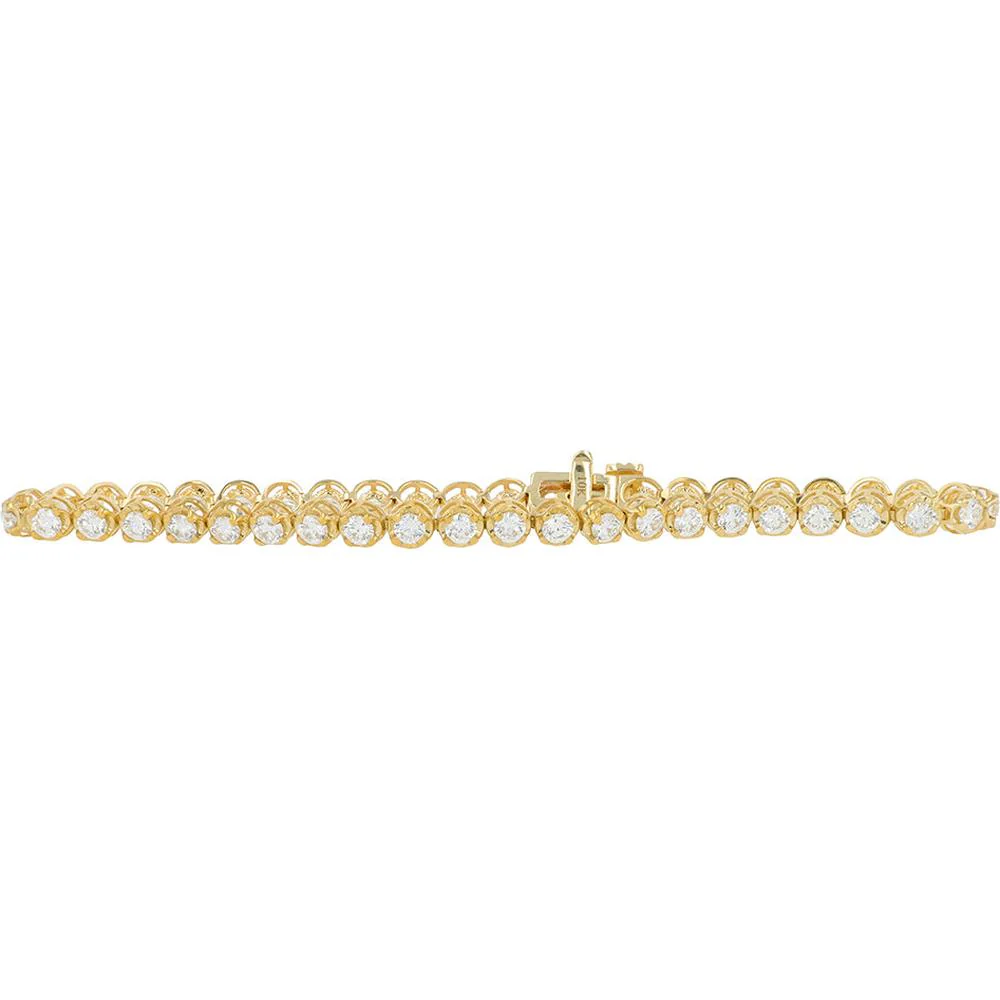10K Yellow Gold 2.75 Carat Lab Grown Diamond Tennis Bracelet - Elegant Sparkling Design