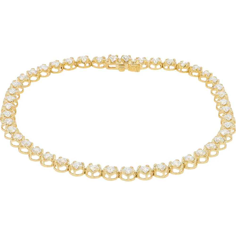 10K Yellow Gold 2.75 Carat Lab Grown Diamond Tennis Bracelet - Elegant Sparkling Design - Image 2
