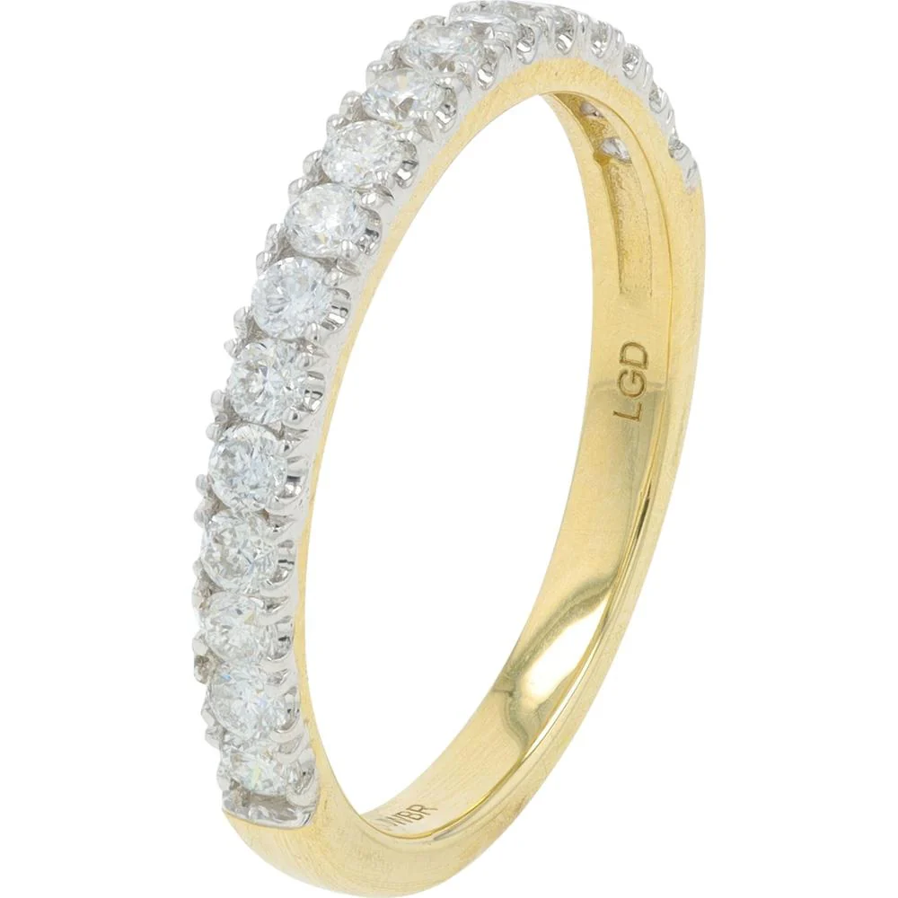 10K Yellow Gold 2 Carat Center Lab Grown Diamond Bridal Set with Halo and Pavé Diamond Band - Image 2