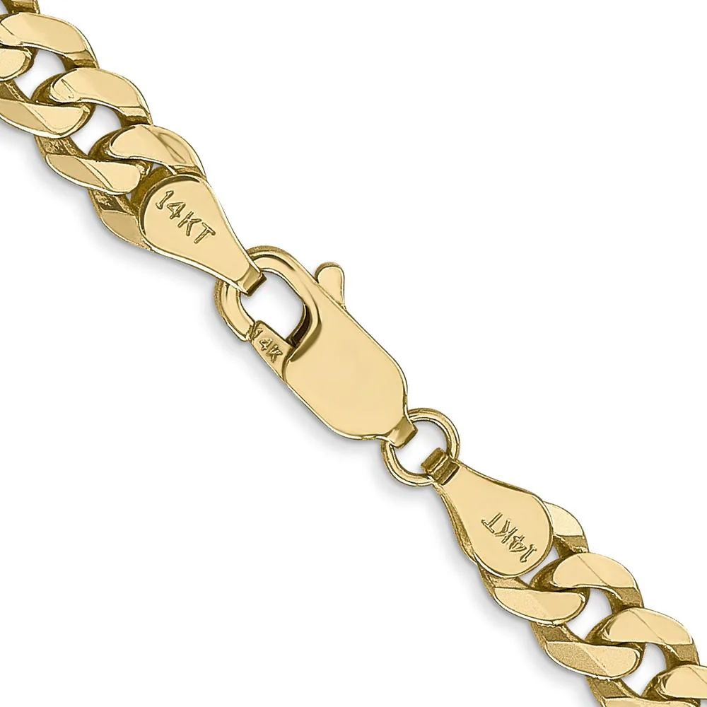 10K Yellow Gold 20" Flat Beveled Curb Chain Necklace - 5.75mm Width by Oro Pregiato - Image 3