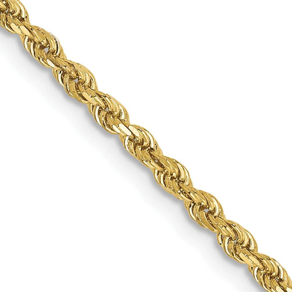 10K Yellow Gold 2mm Diamond-Cut Rope Chain Necklace - 24" by Oro Pregiato
