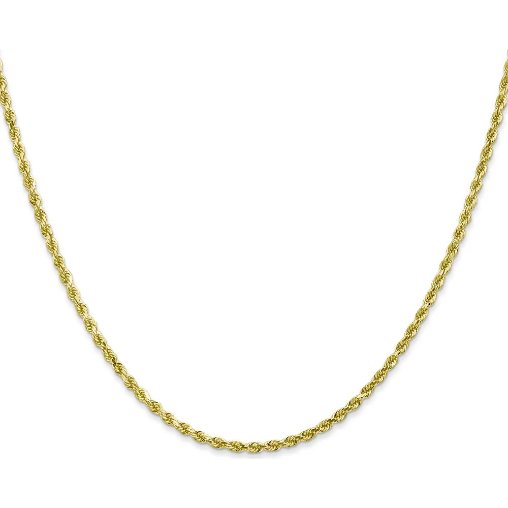 10K Yellow Gold 2mm Diamond-Cut Rope Chain Necklace - 24" by Oro Pregiato - Image 2