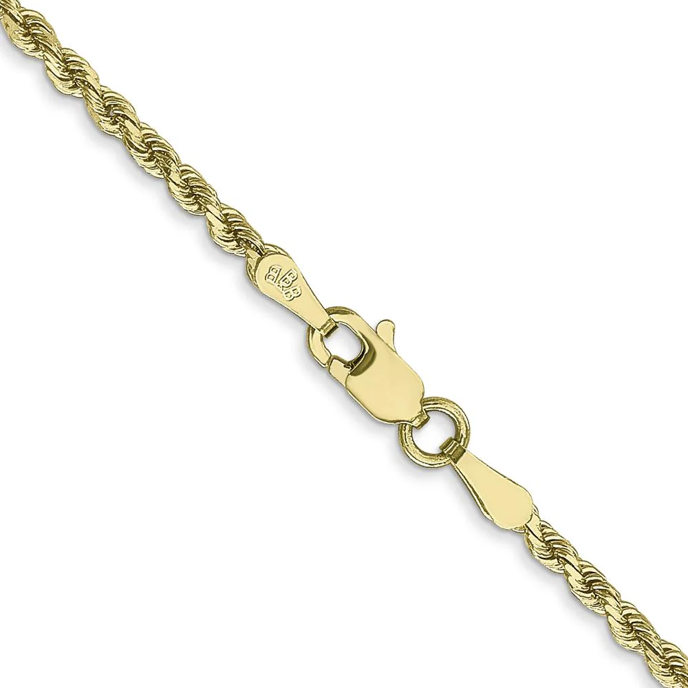 10K Yellow Gold 2mm Diamond-Cut Rope Chain Necklace - 24" by Oro Pregiato - Image 3