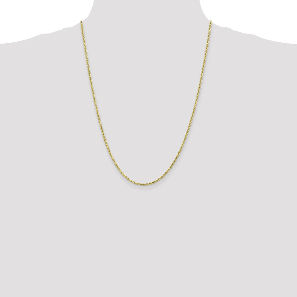 10K Yellow Gold 2mm Diamond-Cut Rope Chain Necklace - 24" by Oro Pregiato - Image 4