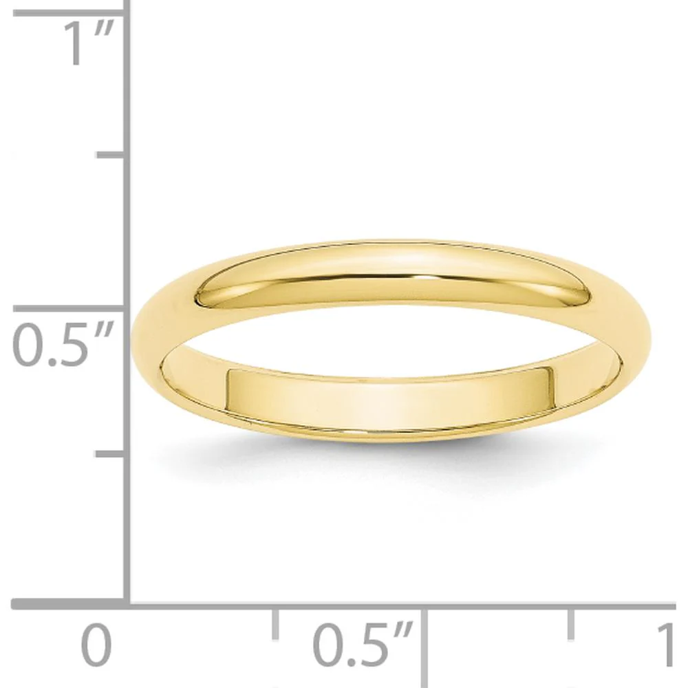 10K Yellow Gold 3mm Polished Half Round Wedding Band - Size 5 by Luciano & Cie - Image 6