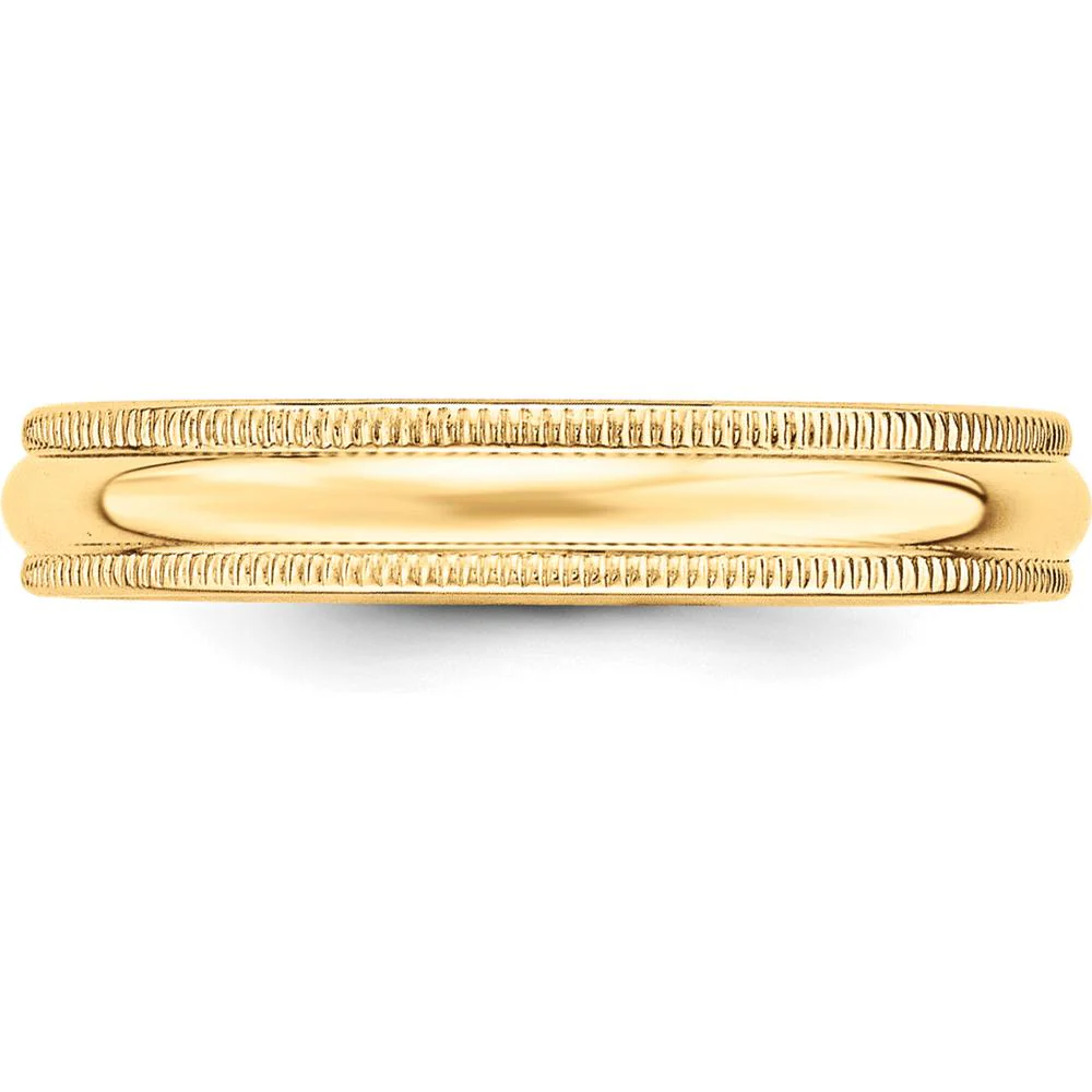 10K Yellow Gold 4mm Milgrain Half Round Wedding Band - Size 6 by Luciano & Cie - Image 3