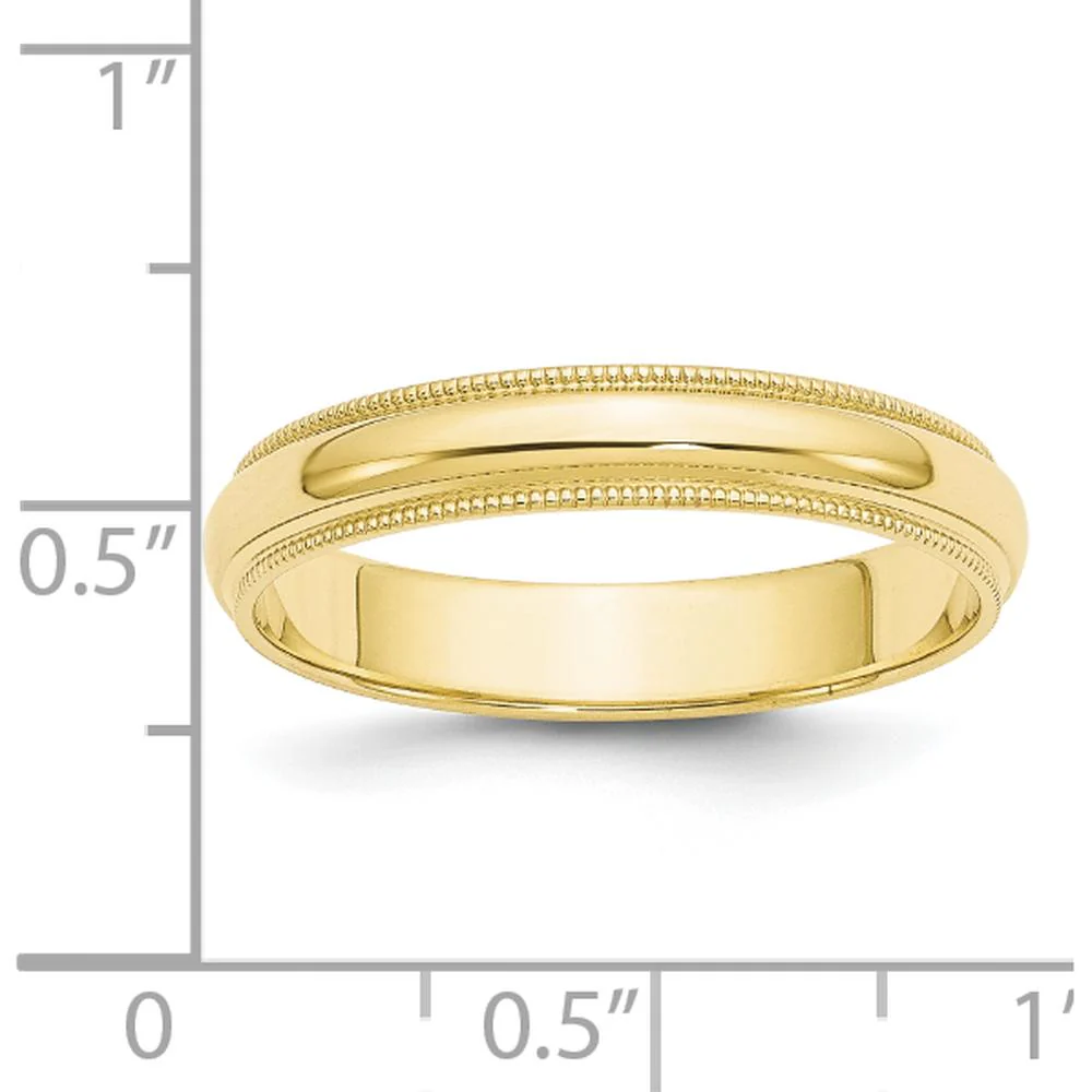 10K Yellow Gold 4mm Milgrain Half Round Wedding Band - Size 6 by Luciano & Cie - Image 4