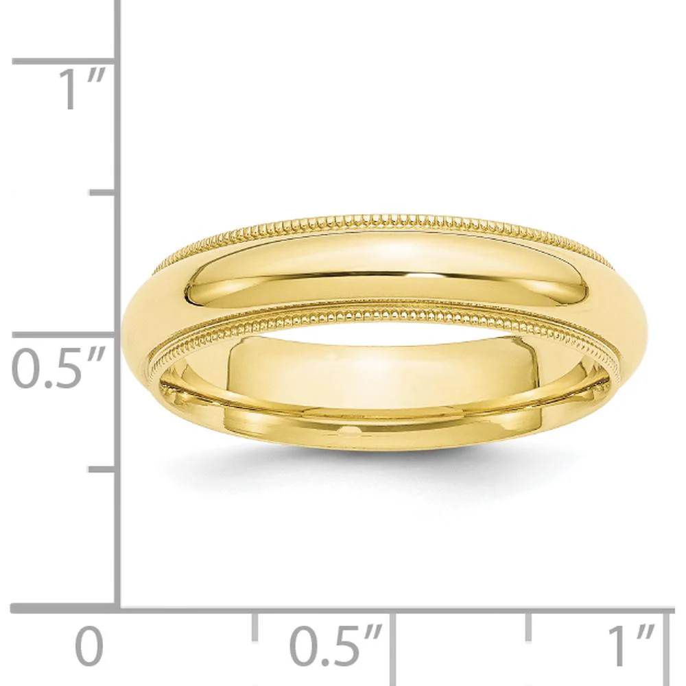 10K Yellow Gold 5mm Milgrain Half Round Comfort Fit Wedding Band - Size 6.5 by Luciano & Cie - Image 3