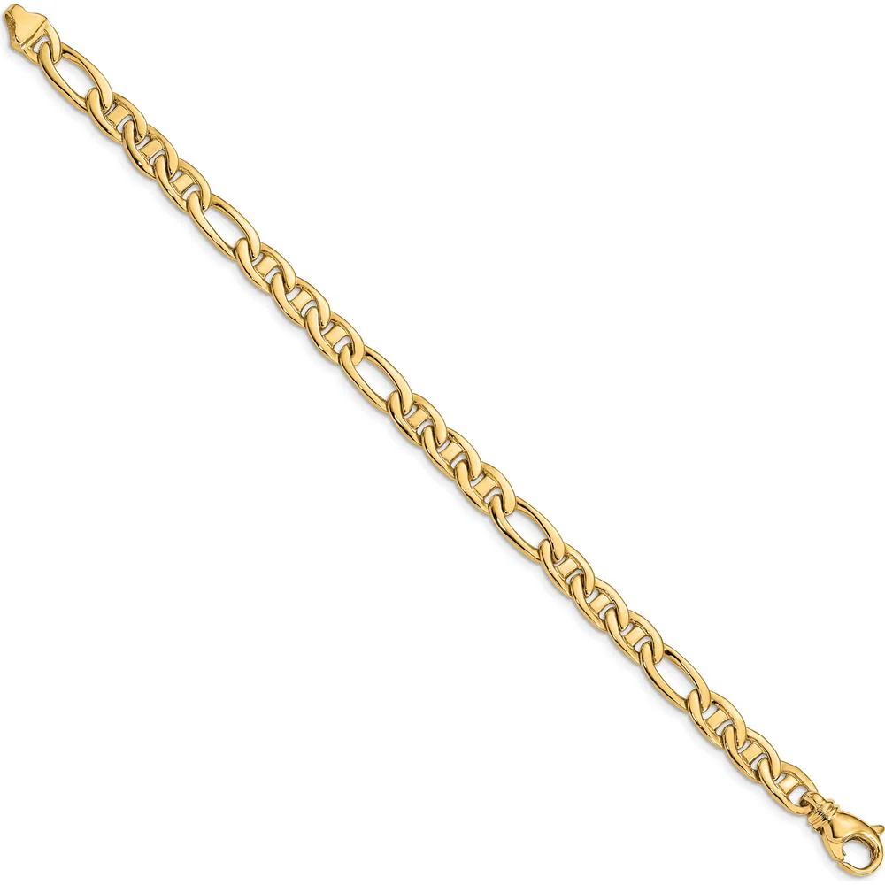 10K Yellow Gold 6.5mm Solid Hand-Polished Anchor Chain Bracelet - 8.25in Length by Oro Pregiato - Image 2